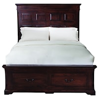 Traditional King Size Panel Bed with Footboard Storage