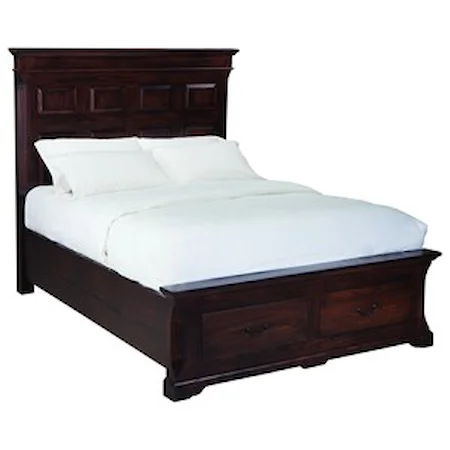 Traditional Queen Size Panel Bed with Storage on Both Sides 