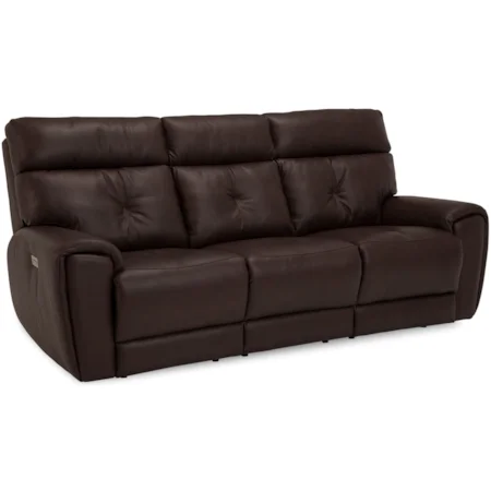 Contemporary Sofa Power Recliner w/ Power Headrest & Power Lumbar