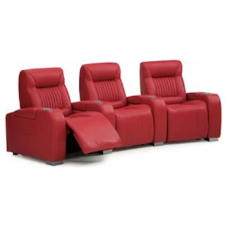 Contemporary Manual 3-Piece Theater Seating with Cupholders
