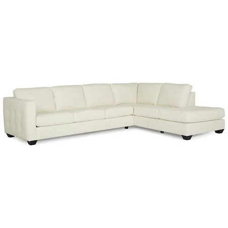 Contemporary Sectional Sofa with Track Arms and Cushion Tufting