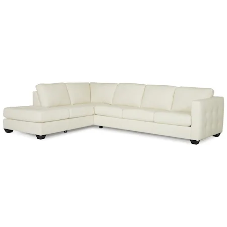 Contemporary Sectional Sofa with Track Arms and Cushion Tufting