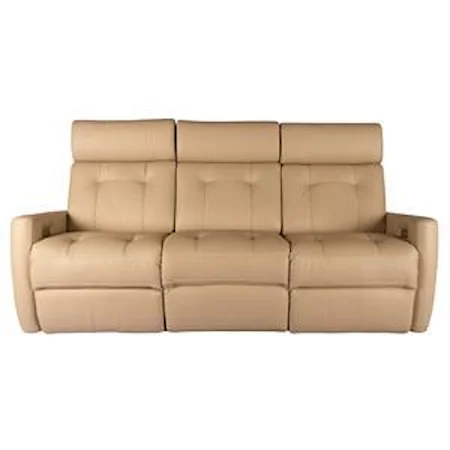 Leather Power Reclining Sofa with Adjustable Headrest