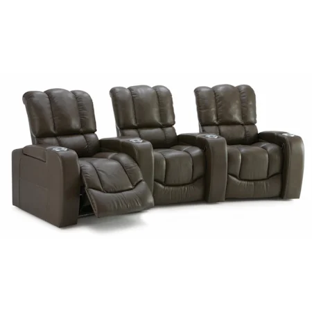 3-Seat Curved Reclining Theater Seating with Cupholders