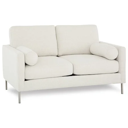 Contemporary Loveseat with  2 Round Bolster Pillows