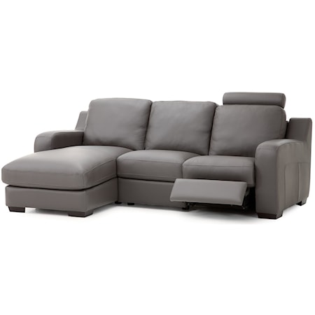 Contemporary 3-Seat Power Reclining Sectional Sofa with Power Tilt Headrests