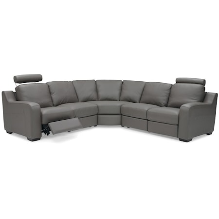 Contemporary 5-Seat Power Reclining Sectional Sofa with Power Tilt Headrests