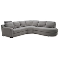 Contemporary 4-Seat Power Reclining Sectional Sofa with 1 Power Tilt Headrest and RAF Bumper Chaise