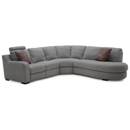 4-Seat Reclining Sectional Sofa w/RAF Bumper