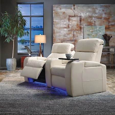 Home Theater Sectional with Power Headrests, LED Cup Holders, and Two Seats