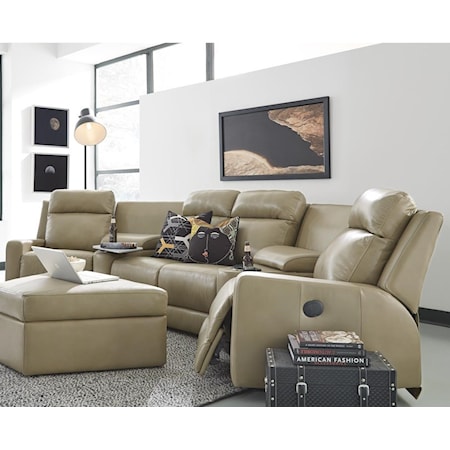 4-Seat Power Reclining Sectional Sofa with Cupholder Storage Consoles