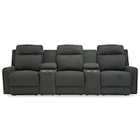 3-Seat Reclining Sectional Sofa with Cupholder Storage Consoles