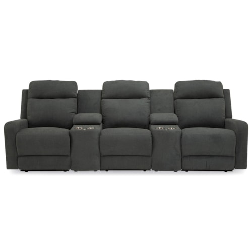 3-Seat Reclining Sectional Sofa with Cupholder Storage Consoles