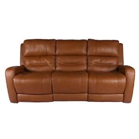Leather Power Reclining Sofa with Adjustable Headrest & Lumbar