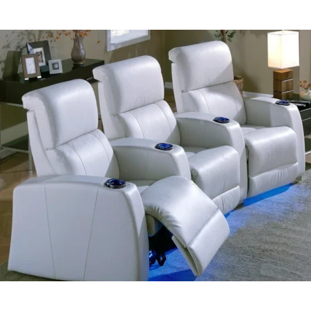 3-Seat Power Reclining Home Theater Sectional with 4 Cupholders