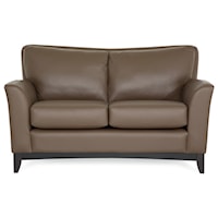 India Transitional Loveseat with Exposed Wood Base