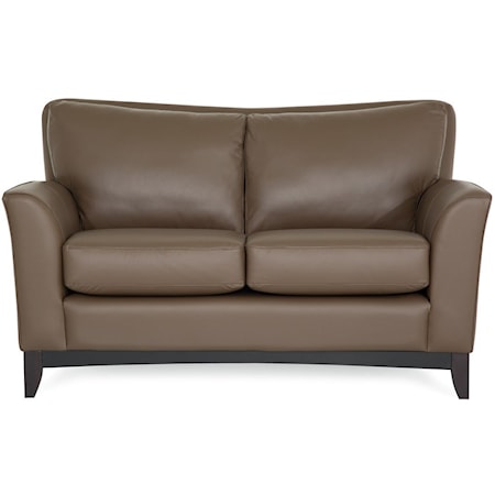 India Transitional Loveseat with Exposed Wood Base