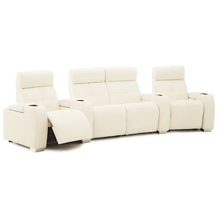 Contemporary 4-Seat Reclining Home Theater Sectional  with Cupholders and Headrests