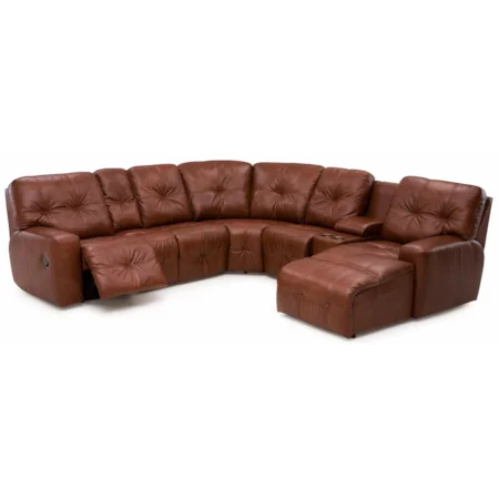 Transitional Power Reclining Sectional Sofa with Drop-Down Table and Cupholder Console