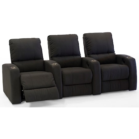 3-Seat Power Reclining Theater Seating with Cupholders