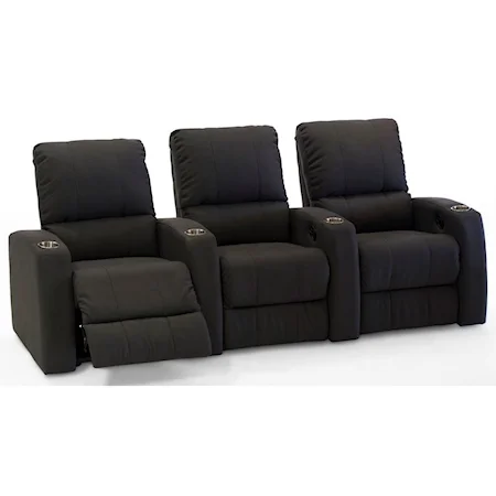 3-Seat Reclining Theater Seating with Cupholders