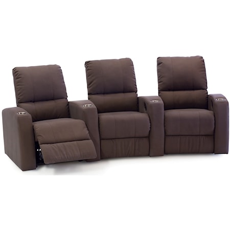 3-Seat Curved Theater Seating with Cupholders
