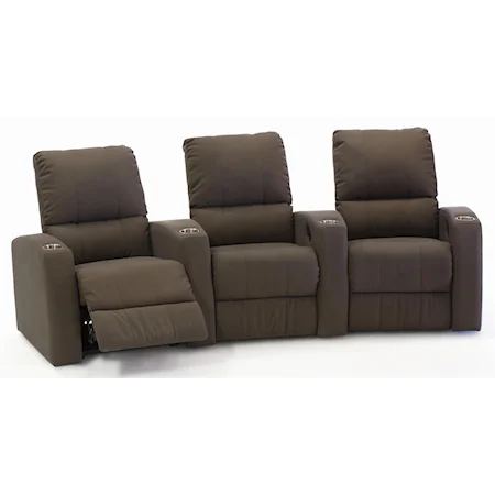 3-Seat Curved Theater Seating with Cupholders