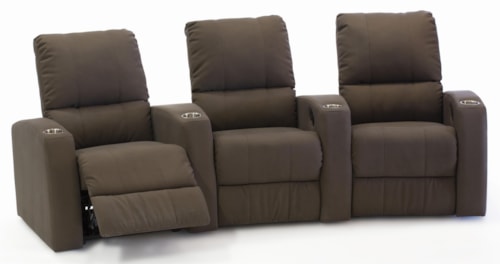 3-Seat Curved Theater Seating with Cupholders