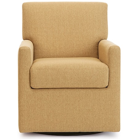 Contemporary Swivel Chair with Track Arms