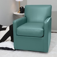 Contemporary Leather Swivel Chair with Track Arms