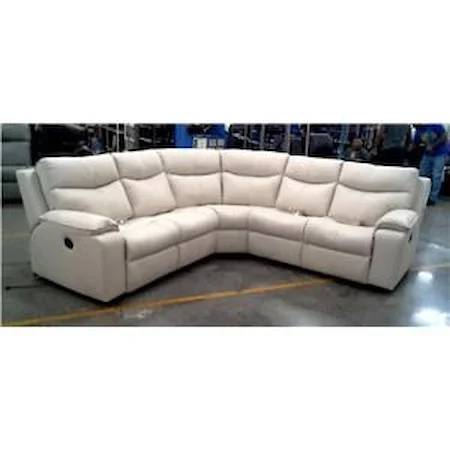 5 Piece Leather Motion Reclining Sectional Tulsa Bisque