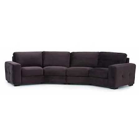 Contemporary Four Seater Sectional Sofa with Button-Tufting