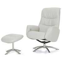 Contemporary Reclining Chair and Ottoman with Chrome Bases