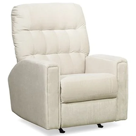 Contemporary Manual Rocker Recliner with Tufted Back