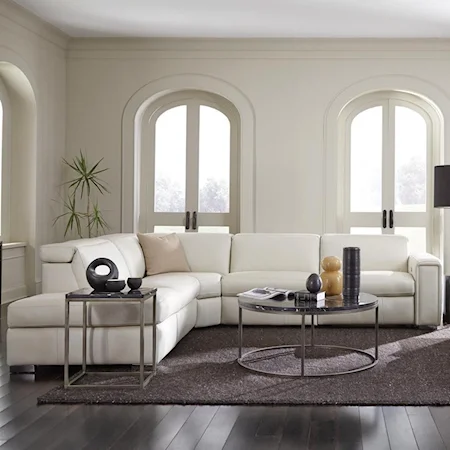 3-Seat Sectional Sofa with  Contemporary European-Style Power Headrests and 2 Power Recliners