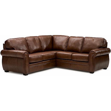 Leather Sectional Sofa with Rolled Arms