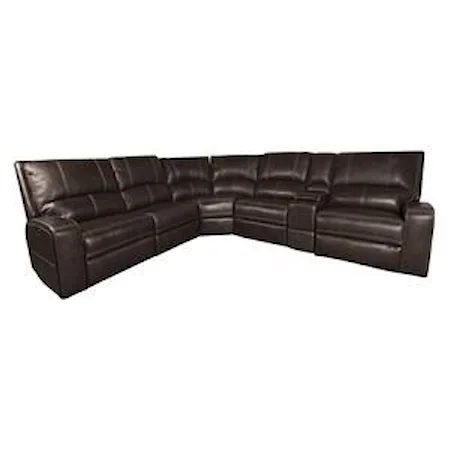 Leather Match Power Sectional with Power Headrest, Storage Console and USB