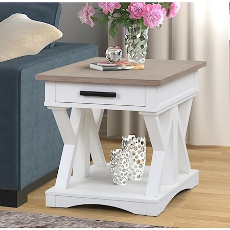 Farmhouse Style 1-Drawer End Table