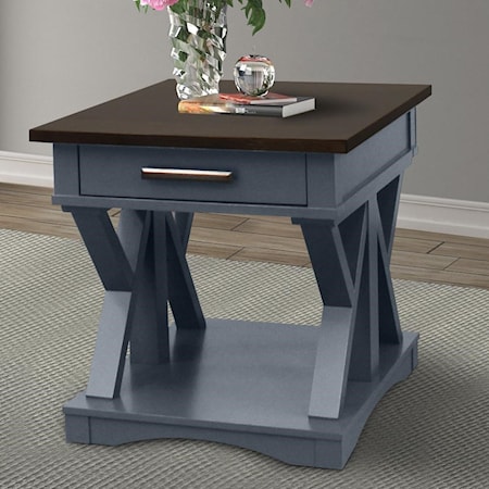 Farmhouse Style 1-Drawer End Table