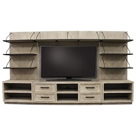 Industrial Entertainment Wall Unit with Back Panel