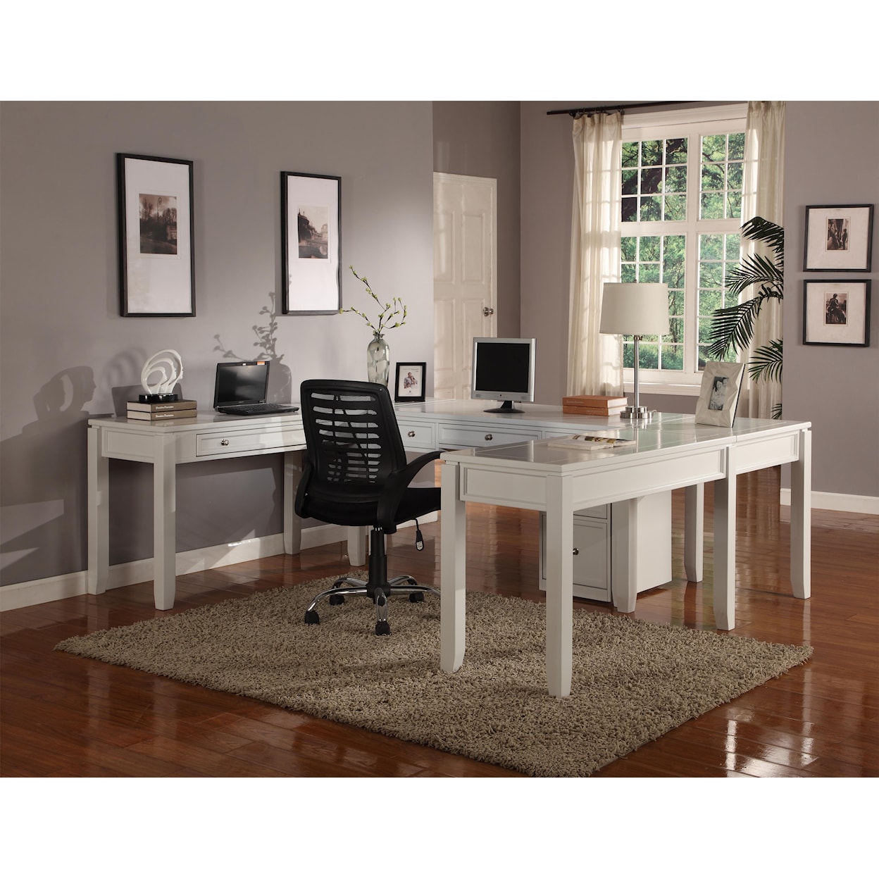 Parker House Boca BOC#370x2+BOC#347Dx2+BOC#357Dx1 Transitional 5-Piece  U-Shaped Desk with 5 Drawers | Jacksonville Furniture Mart | Desk - U Shape  Desks