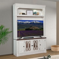 Relaxed Vintage TV Stand with Hutch and Power Center and Display Lighting