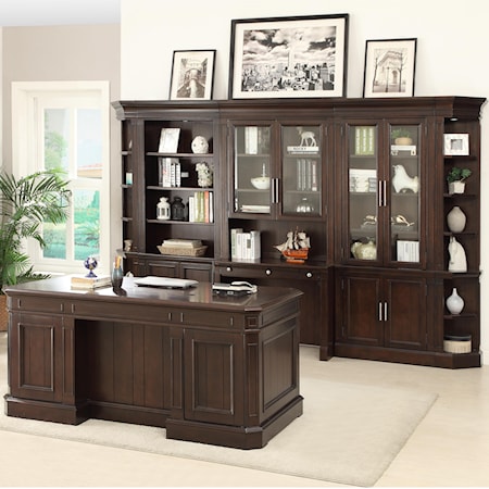 Wall Unit with Executive Desk and Built in Desk