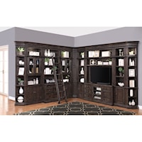 Library Wall Unit with TV Stand and Sliding Ladder