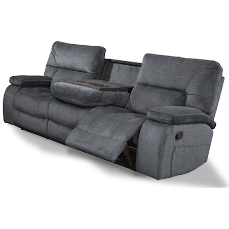 Casual Dual Reclining Sofa with Drop Down Center Console Cupholders
