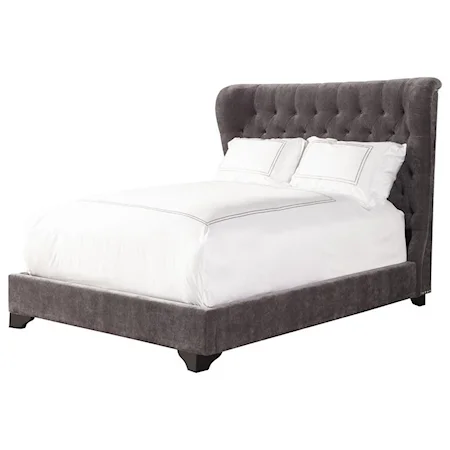 Queen Upholstered Bed with Button Tufting