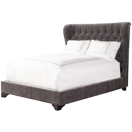 Queen Upholstered Bed with Button Tufting