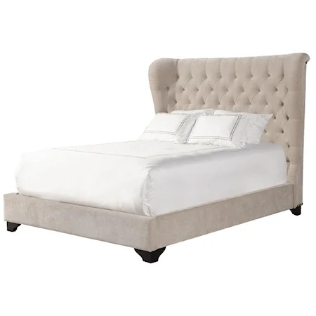 Queen Upholstered Bed with Button Tufting