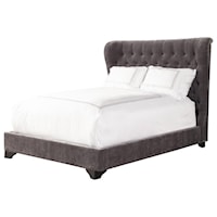 King Upholstered Bed with Button Tufting