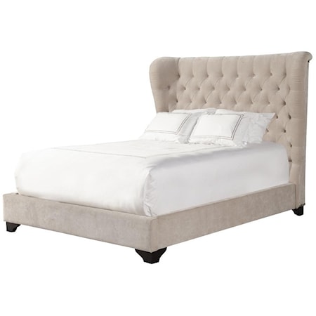 King Upholstered Bed with Button Tufting